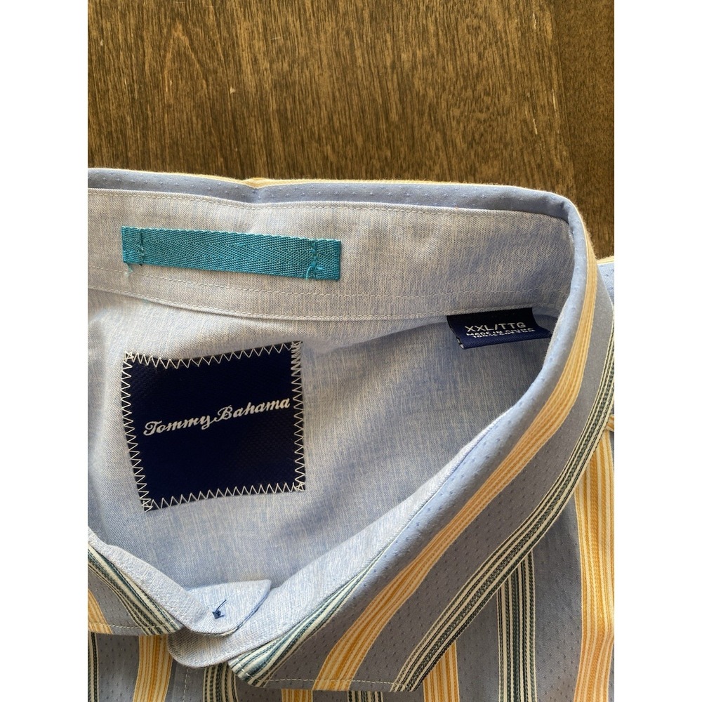Tommy Bahama Mens 2XL Multi Striped Chest Pocket Long Sleeve Button Up Shirt - Picture 2 of 3